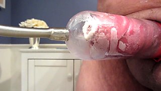 Tiny cock pumped inside red balloon
